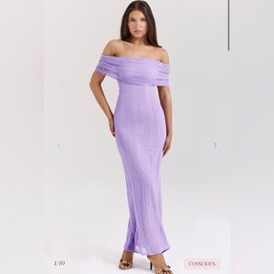 House of CB Lilac Off-Shoulder Strapless Maxi Dress